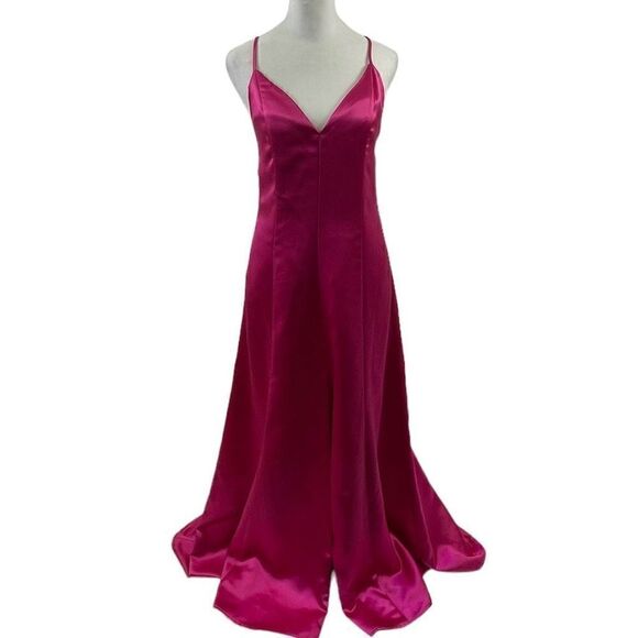 Lovers and Friends NWT Fuschia Saten Gown Size S - Picture 1 of 11